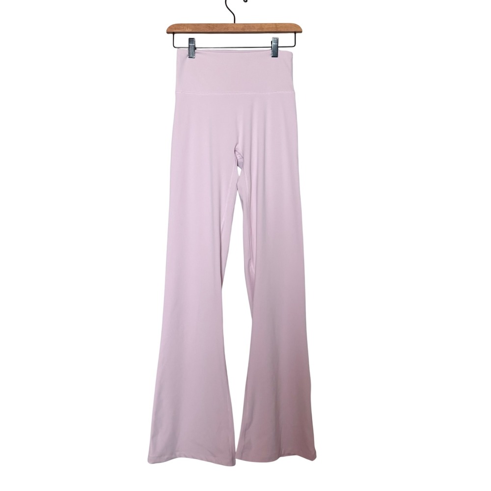 Women's Best High Waisted Fold Over Flare Leggings Light Pink Activewear Women M